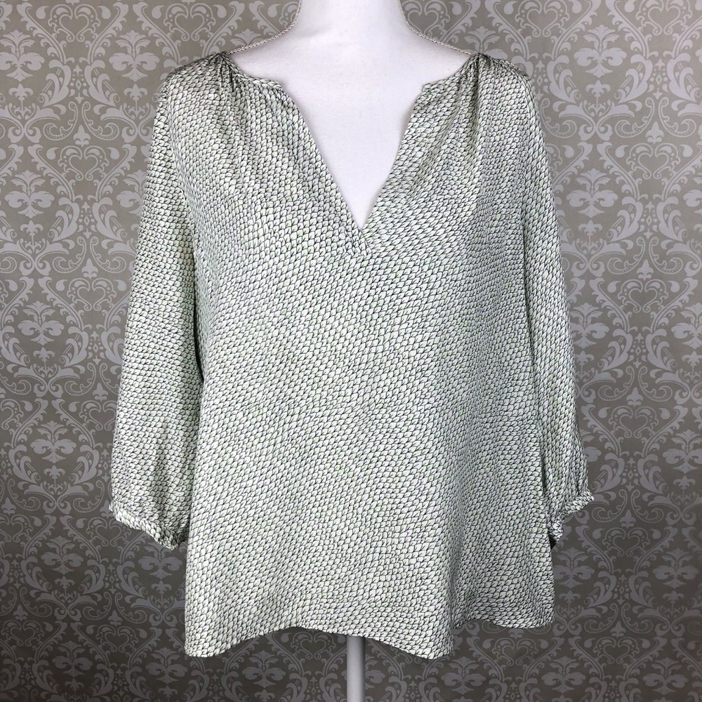 Joie Coralee Silk 3/4 Sleeve Split V-Neck Top